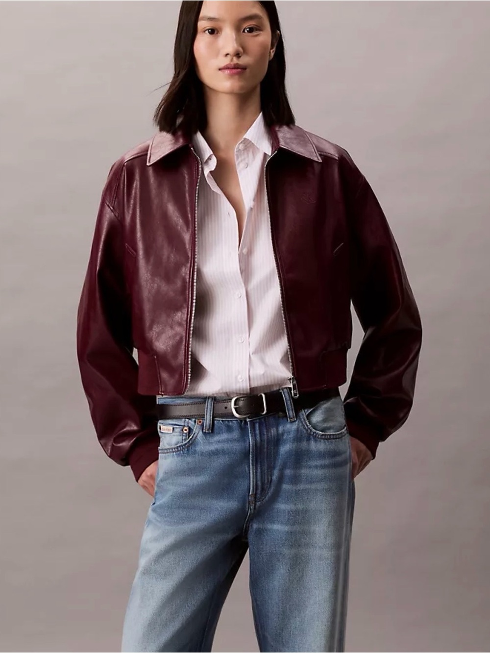 Calvin Klein Crinkled Texture Bomber Jacket